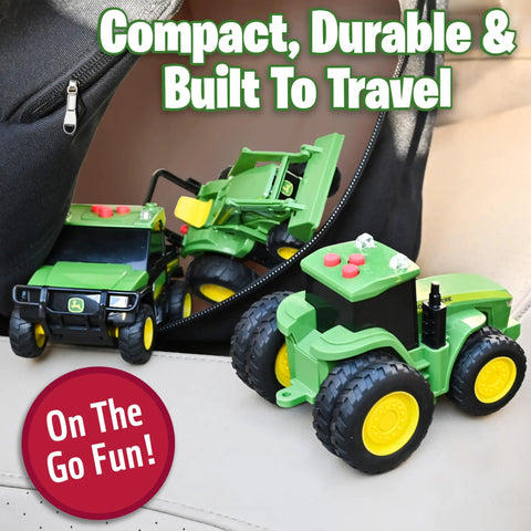 Three Pack Farm Vehicle Set With Lights And Realistic Sounds For Kids, 5 Inch Scale Featuring compact tractors and gator in bag