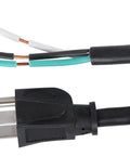 Heavy Duty 6 Ft Replacement Power Cord 14 3 AWG SJTW Cable With Grounded NEMA 5 15 Plug For Power Tools And Home Appliances 15A 125V 1875W Durable Flexible Safe Easy Install, showing plug and exposed wires.