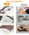 Comparison of handheld heavy duty sewing machine for quick clothing repairs with traditional machines. Easy operation and portability shown.