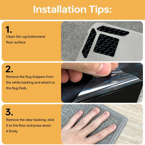 Step-by-step guide for installing 12 Piece Rug Gripper Kit Non Slip Rug Tape For Hardwood Floors.