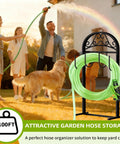 Garden Hose Holder Stand Rustproof Freestanding Heavy Duty With Beefy Metal Frame And Hanger For Outdoor Yard Storage