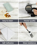 Peel And Stick White And Gray Wood Shiplap Wallpaper 17.7 By 118 Inches Self Adhesive Removable Wall Covering with cleaning, measuring, adhesive, and fork test.