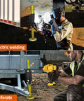 Keep Your Rig Rock Solid With Boss Grade Telescoping Stabilizer Jacks 2500 Lb Capacity Adjusts Two To Eighteen Inches Fits Farm Utility Horse And Car Haulers Includes Durable Screw Or Weld Mount Kit, demonstrating electric welding and perforation.