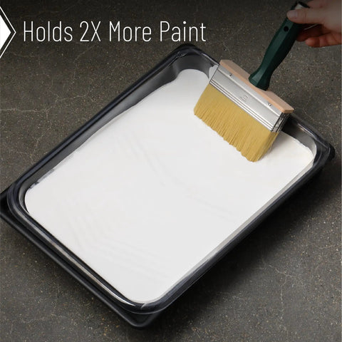 Deck Stain Brush Set 3 Pack With 4 Inch 5 Inch And 6 Inch Brushes for Big Decks and Wood Wall Jobs, thick bristles in paint tray