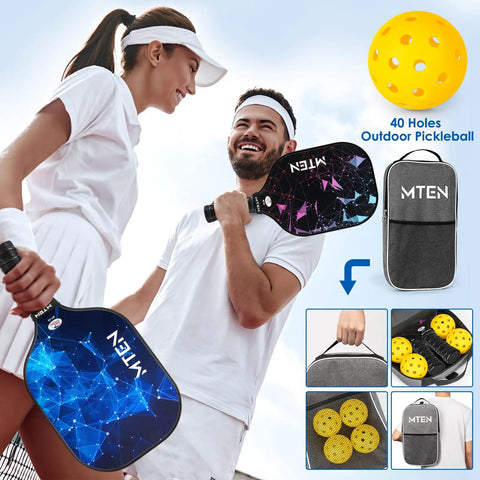 Two Paddle Pickleball Set With USAPA Approval Includes Balls Bag And Grip Tapes Pro Grade Fiberglass Paddles for gameplay