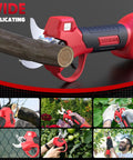 Workhorse Heavy Duty Pruning Shears Attachment For Milwaukee 12V Batteries With LCD Display And SK7 Blade in use on a branch