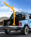 Pickup Truck Bed Crane With 1100 Lb Manual Winch Folding Jib Hoist Steel Construction 360 Degree Swivel installed on truck