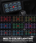 8 Gang RGB LED Touch Switch Panel For 12 24V Vehicles Waterproof Dimmable With Memory Built For Cars Trucks Offroad Marine Boats And Easy Access Control For Lights And Accessories, showing multi-color lighting options and touch interface.