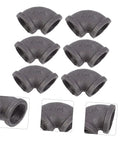 Elbow Iron Pipe Fitting Set, Six Pieces, Three Quarters Inch Industrial Connectors For Plumbing And DIY Projects
