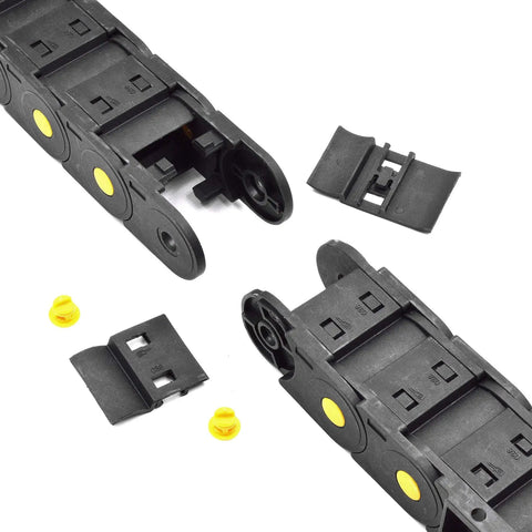 Beefed Up Closed Type Drag Chain Cable Carrier With End Connectors 25x38mm Inner Size 40x55mm Outer Size R75 Bend Radius 1 Meter Length Nylon