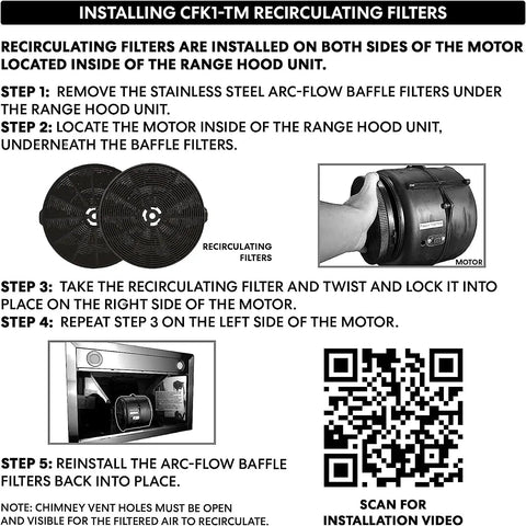 Replaceable Charcoal Range Hood Filter For Odor Control Activated Carbon Filter For CFK1-TM Easy Install Long-Lasting Odor Absorption Fits CFK1-TM And Similar Models Replaces Every Six Months For Fresh Kitchen Air