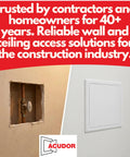 Heavy Duty 8X8 Inch Hinged Drywall Access Panel White Slick Slip In Design For Walls And Ceilings No Sweat Setup No Screws Needed, shown installed.