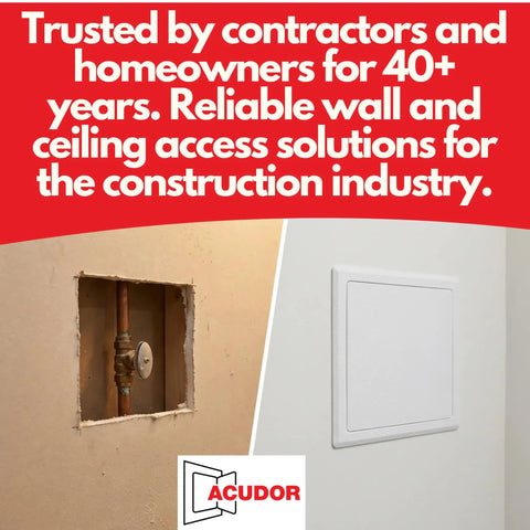 Heavy Duty 8X8 Inch Hinged Drywall Access Panel White Slick Slip In Design For Walls And Ceilings No Sweat Setup No Screws Needed, shown installed.