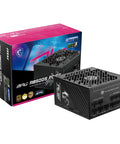 Fully Modular 850W PCIE5 Gaming Power Supply For Gamer Rigs With 80 Plus Gold displayed with packaging