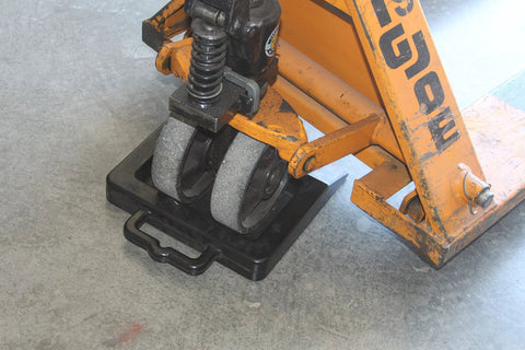 Pallet Jack Wheel Chock Stop Rolling In Trailers Or Trucks Rubber Heavy Duty With Base Black Keeps Pallet Jack From Rolling On Uneven Floors