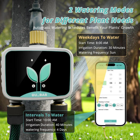 Smart WiFi Water Timer For Garden Hose With App Control No Fuss Setup 2 Zone Brass Inlet And Outlet Rain Delay Auto And Manual