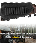 Tactical Stock Pack with Adjustable Cheek Rest Pouch for Long Action Rifles Right Hand Black Built from 500D Nylon