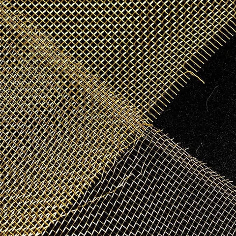 Brass Woven Wire Mesh 20 To 200 Mesh, 100 Cm By 50 Cm Sheet for EMI shielding and crafting applications, close-up view