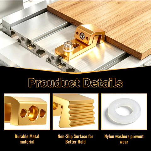 Rock Solid 2 Pack Low Profile Aluminum Hold Down Clamps For CNC Router Engraving 3018 Pro Max Ultra on T track table