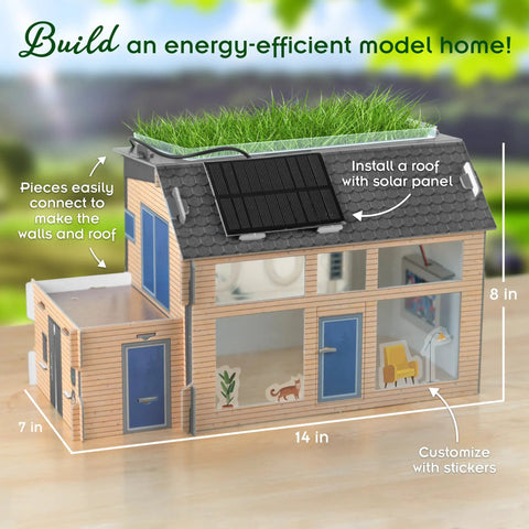 Hands On Green Energy STEM Kit For Kids And Classrooms Build An Energy Efficient Model Home With Solar Panel LEDs Sensors Explore Clean Energy Sustainable Living And Real World Green Architecture Lessons 14x8x7 in house