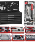 137 Piece PRO35 26 Inch Wide Black Starter Tool Kit With 9 Tool Trays 4 Drawer Cabinet Beefy Steel Frame Durable Finish