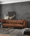 Charcoal Concrete Wallpaper Peel And Stick 3D Thick Faux Cement Contact Paper in living room behind brown sofa and decor