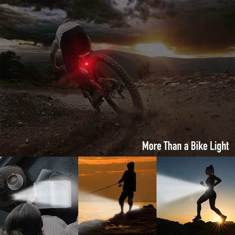 Two Pack Bike Lights With Horn, 1400LM USB Rechargeable Front Headlight And Tail Light, Waterproof With Three Modes