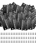 Beefy 3 Inch Door Hinges 24 Pack Black Square Hinge Set With Soft Close Cushion For Interior And Exterior Doors Rust Resistant Metal
