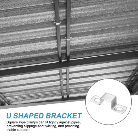 U-shaped 304 stainless steel pipe clamps 15x15mm for secure installation and support, preventing slippage and twisting in industrial settings.