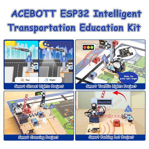 Hands On IoT Traffic Simulator Kit For Kids And Teens 3D Wooden Puzzles STEM Education Set DIY Smart City Coding Toy Powered By ESP32 Learn Electronics And Robotics With Real World Traffic Scenarios, wooden smart traffic projects