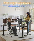 Boss Level Electric L Shaped Standing Desk Adjustable Height 63 X 55 Inches Smooth Lift Corner Table in home office setup.
