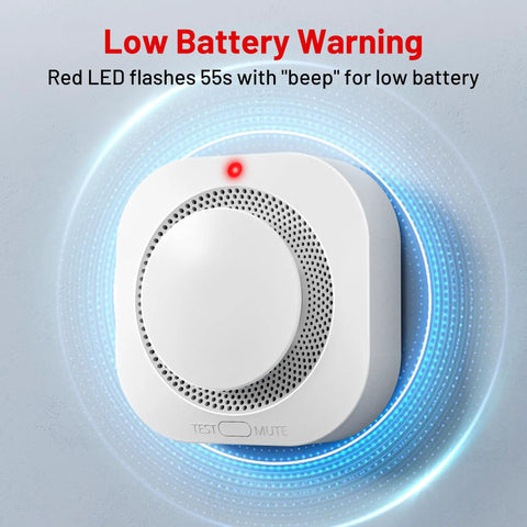 Battery Operated Photoelectric Smoke Alarm With Test Button And Low Battery Warning, Dual Sensor Fire Detector For Home Safety