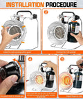 Installation steps for Go-To Outdoor Portable Propane Patio Heater And Cooker 18000 BTU With USB Lighter for camping and more.