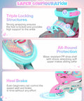 Triple locking structures and heel brake of Inline Roller Skates For Girls And Women With Adjustable Size 2 To 7.5 Eight LED Light Up