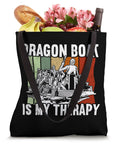 Racing Themed Tote Bag For Dragon Boat Teams And Coaches, Lightweight Polyester Canvas With Dual 14 Inch Black Webbing Handles, 16 By 16 Inch Carryall For Training And Races featuring 'Dragon Boat Is My Therapy' message