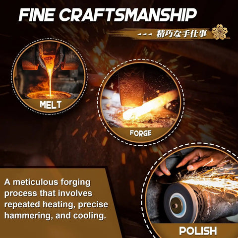Melt, forge, polish process for Fixed Blade Knife With Wooden Sheath Japanese Style For Outdoors Survival Razor Sharp Camping Gear Boss Fathers Day Gift For Dad Bushcraft Ready Everyday.