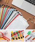 36 Pack Mesh Zipper Pencil Pouches Bulk For Stationery And Travel, 9.2 By 4.7 Inches Small Zipper Bags, Translucent 12 Color Set