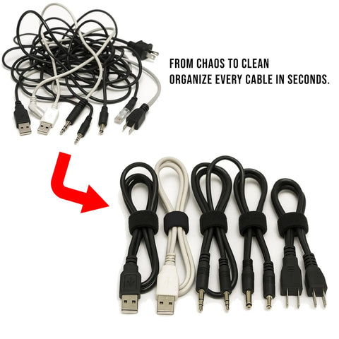 Reusable 6 Inch Hook and Loop Cable Ties for Cable Management No Fuss Adjustable Cord Straps for cable organization
