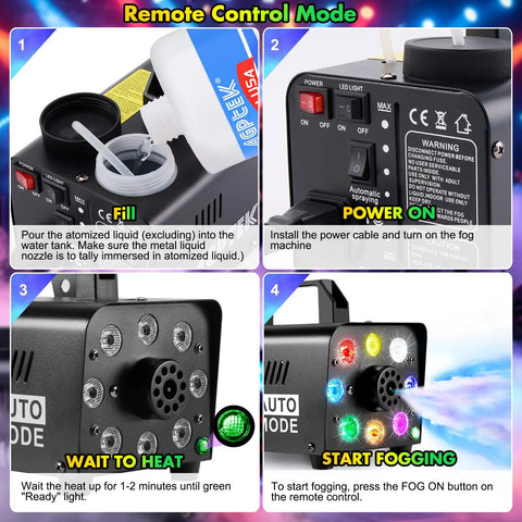 Pro Level Fog Machine, 500 Watt Output, Dope Rgb Stage Lights, Auto And Manual Switching, Wireless Remote Handle, Smart Low Fluid Cut, Smooth Operation For Killer Dj Performances And Photo Shoots