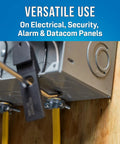 Panel Buddy Knockout Set for front and rear knockouts easy removal from electrical panels embedded in drywall, no cut required.