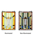 Mission Style Stained Glass Window Panel With Hanging Chain Tiffany Design 18 By 25 Inch Multi Colored Glass Art for display