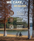 River Full Suspension Folding Electric Tricycle For Adults With Fat 20x3 Inch Tires And 1200W Motor 48V 20Ah Battery Delivers Up To 100 Miles Of Beast Mode Cruising With Reverse Parking Differential And Rear Storage Box White parked by a lake