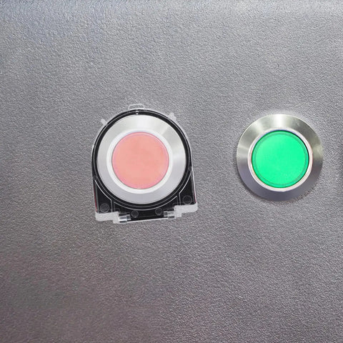 Clear Push Button Switch Protector Guard No Sweat Easy Install Safety Cover shown next to a green button on a gray surface