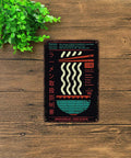 Vintage Metal Sign Ramen And VHS Theme For Home Office Garage Decor 8 By 12 Inch Tin Wall Art Poster on wooden background