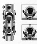 Heavy Duty Double U Joint Steering Shaft 3/4 Inch DD to 3/4 Inch DD Chrome Coated Universal Joint, 5 Inch Total Length, 35 Degree Working Angle, 4000 RPM Max, 40Cr Alloy Steel With Premium Needle Roller Support, 3/4 DD ends