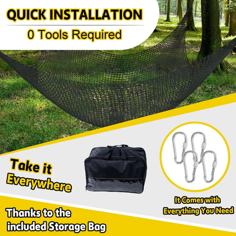 Climbing Net For Kids Double Layer Heavy Duty Backyard Playground Safety Net hanging between trees with accessories included