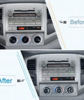 Before and after installation of Toyota Tacoma AC Knob Set Of 3 Replacement Buttons For Temperature And Fan Control Fits 2005 2015 Models SR SR5 TRD Pro Limited Off Road Easy No Tools Required