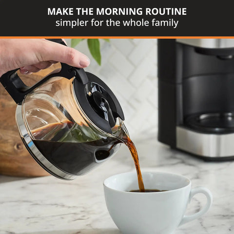 Compact Five Cup Coffee Maker With Stainless Steel Design And Pause And Brew Function Keep Warm Reusable Filter Drip Free Carafe