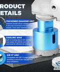 ACFAN Diamond Hole Saw Kit, 12-piece tile/stone set; 5/8-11 UNC, wet/dry use, cooling wax included