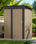 Lockable Outdoor Storage Shed 5x3 Feet Beefy Metal Garden Shed With Anti Corrosion Steel Construction All Weather Durable Locking Door For Backyard Patio Brown.